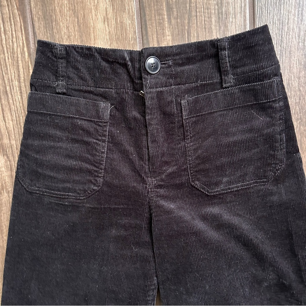 Anthropologie Maeve Colette Cropped Wide Leg Corduroy Pants Black Sz 24P PETITE - Picture 4 of 9